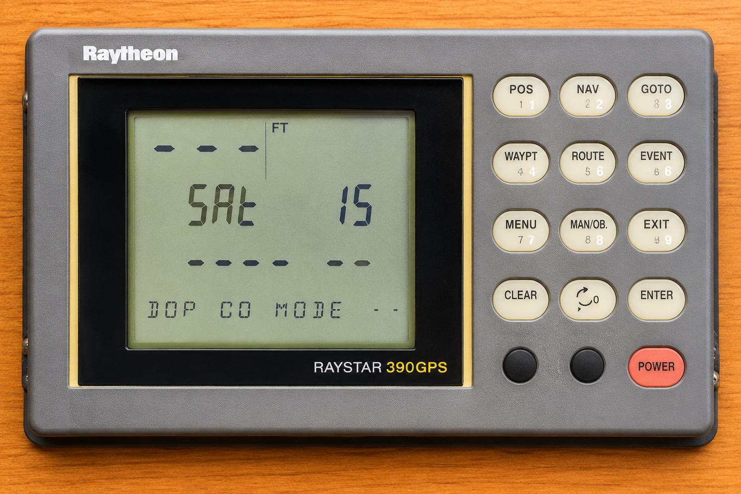 Raytheon Raystar 390 GPS device on Grand Banks 42 Classic, 1989 model.