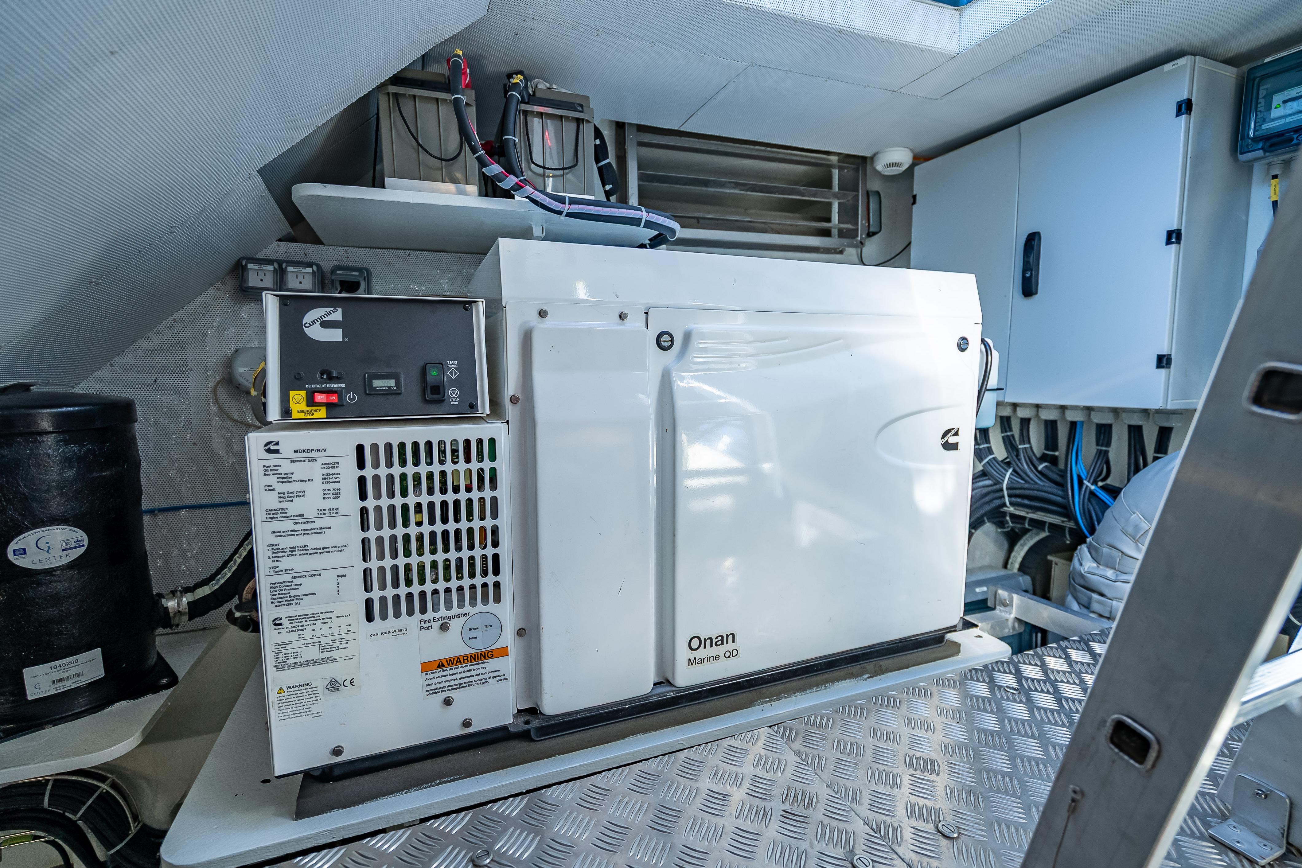 Engine room of 2026 Sunreef 60 Power yacht with Cummins Onan generator.
