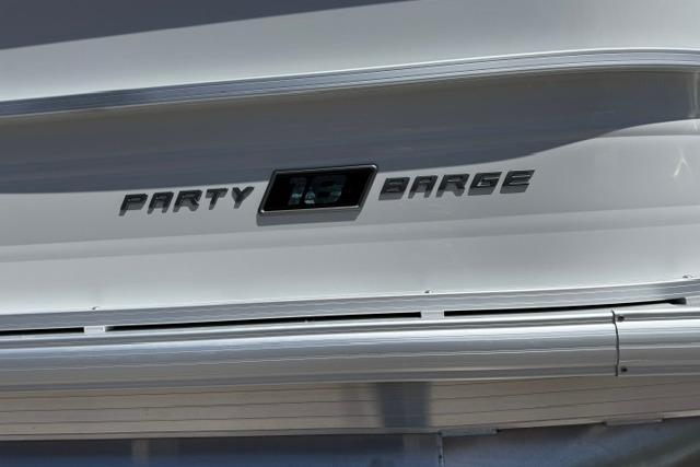 2026 Sun Tracker Party Barge 18 DLX, sleek design with bold lettering.