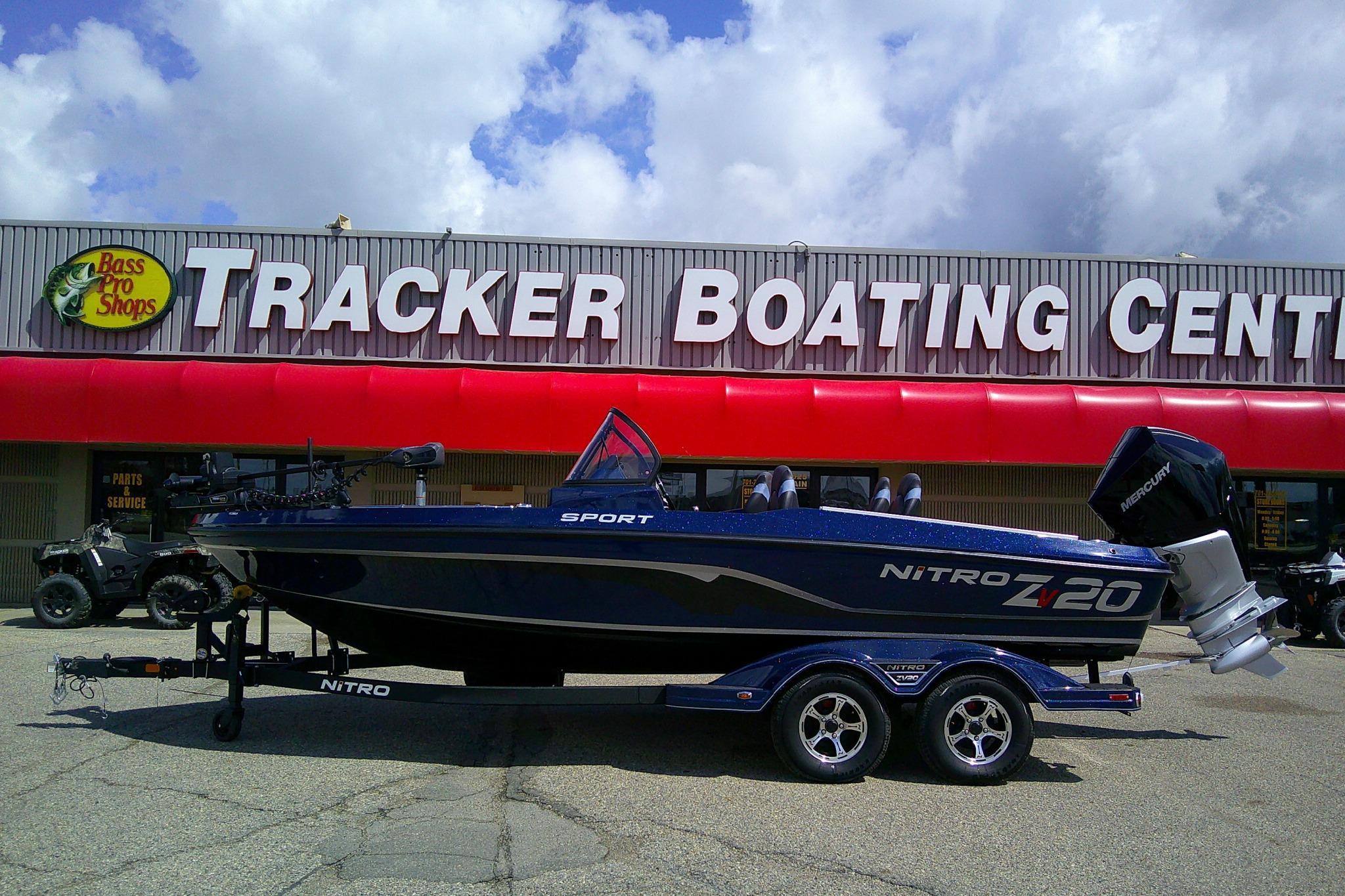 2025 Nitro ZV20 Sport boat displayed at Tracker Boating Center.