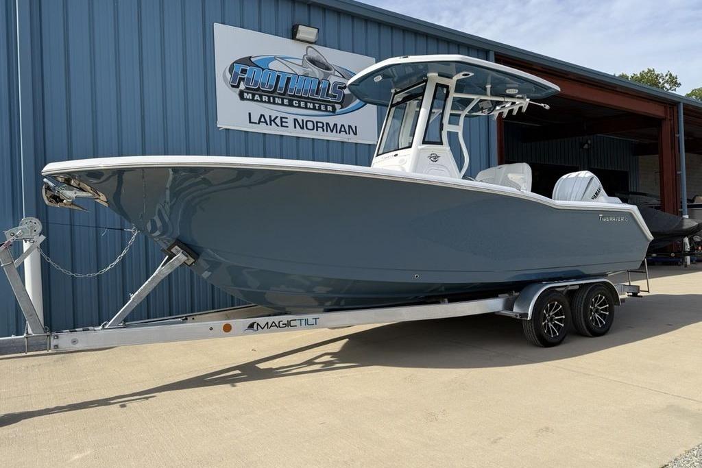 2026 Tidewater 232 LXF boat on trailer at Foothills Marine Center, Lake Norman.