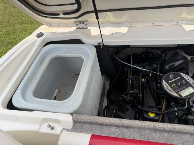 Engine compartment of a 2012 Bayliner 184 SF boat.