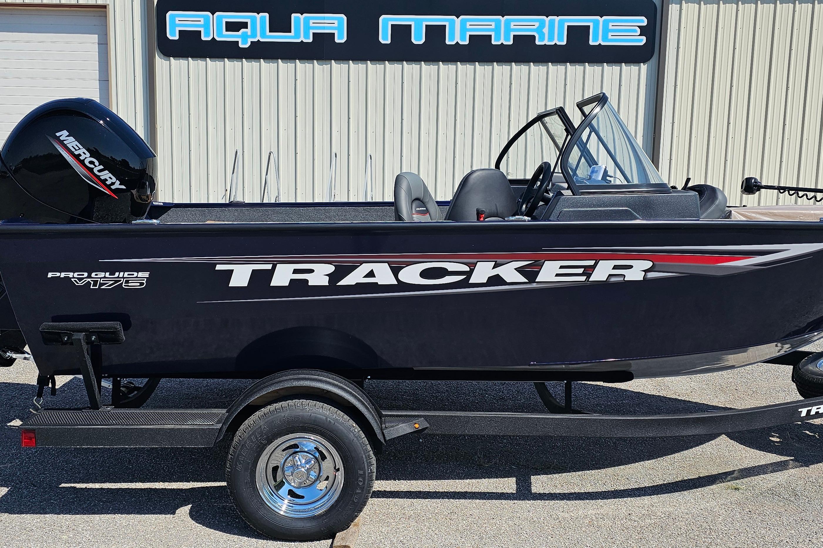 2026 Tracker Pro Guide V-175 Combo boat with Mercury engine at Aqua Marine.