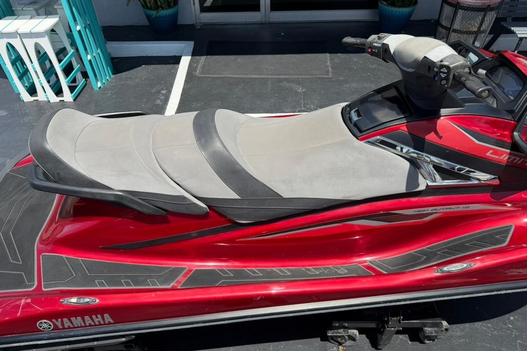 2019 Yamaha VX Limited jet ski in red with a sleek design and comfortable seating.