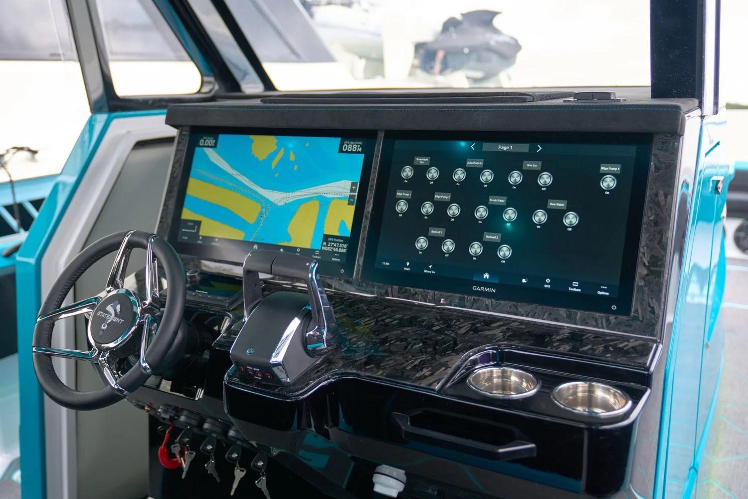 Manufacturer Provided Image: Cockpit of 2025 Statement 430 Tigress with advanced navigation and control systems.