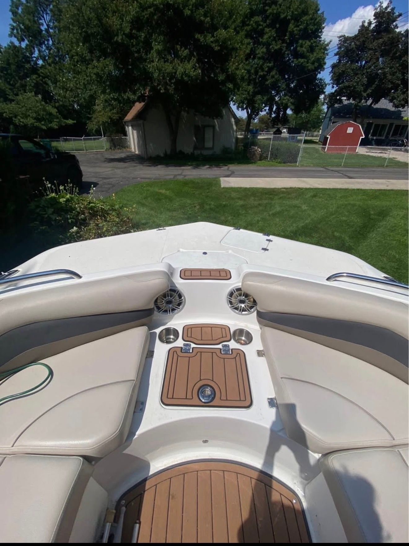 Interior view of a 2017 Hurricane SS202 boat with seating area.