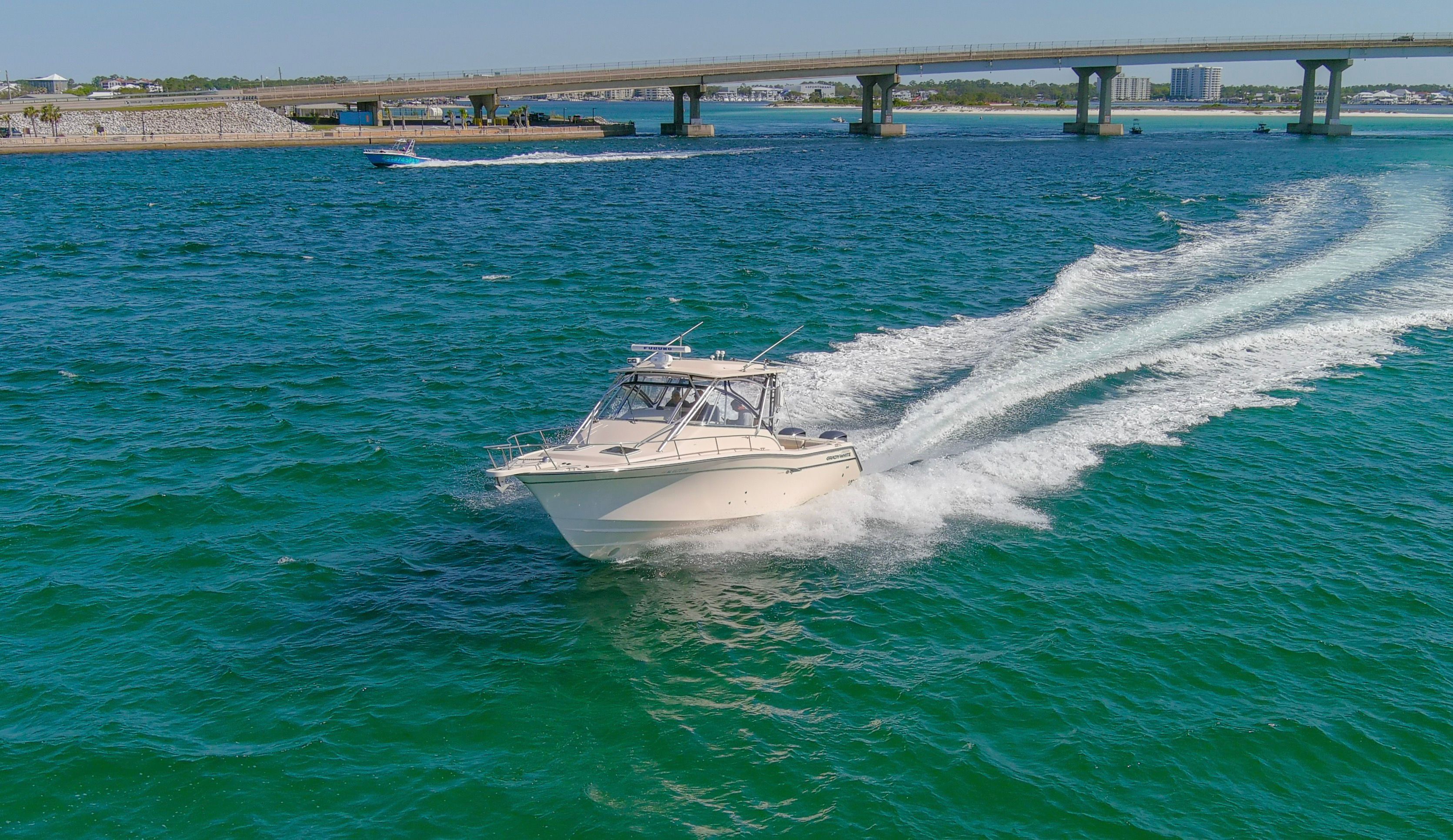 Grady-White Express 330 boat on water, 2009 model.