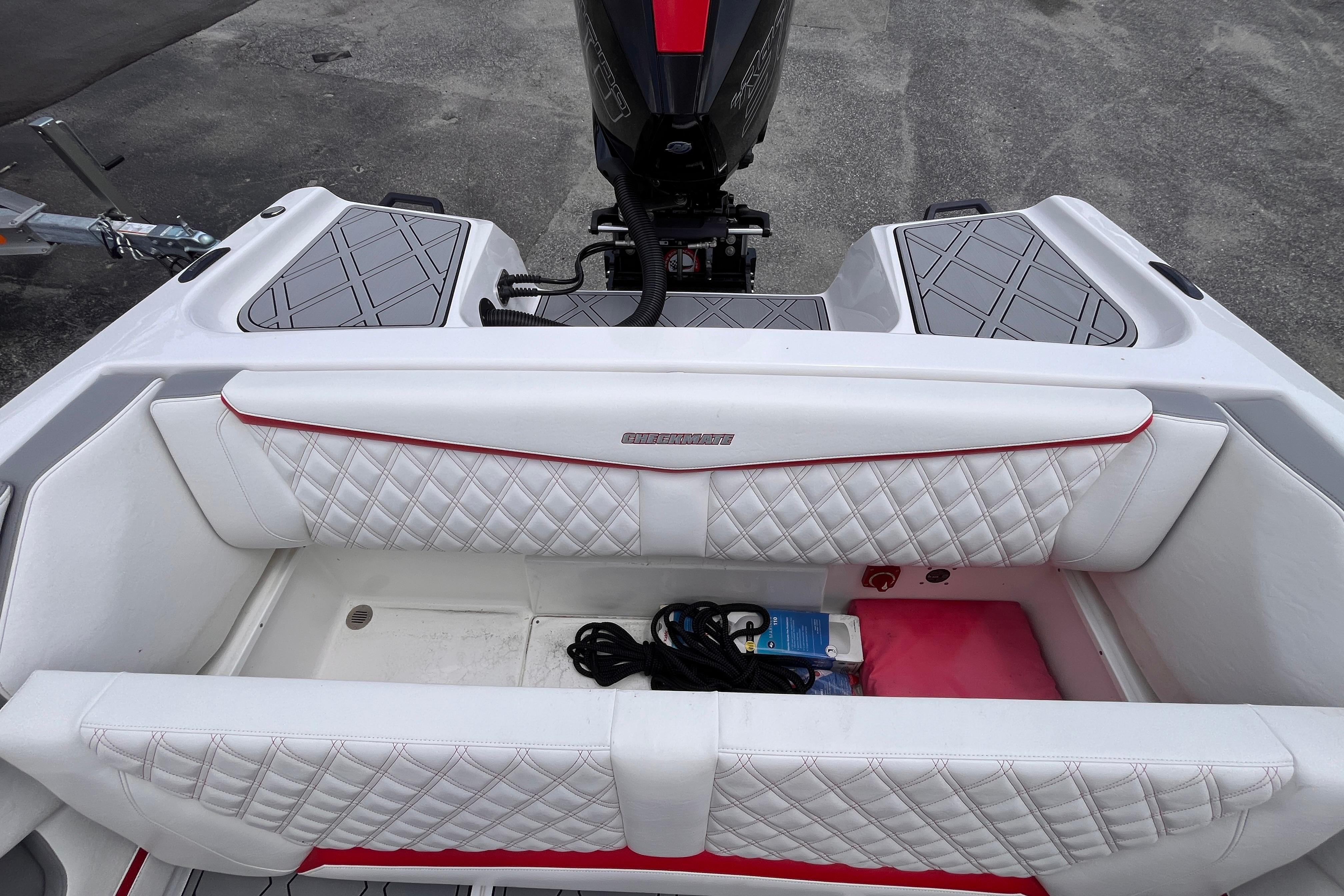 Interior of Checkmate Pulsare 2400 BRX boat, model year 2025.