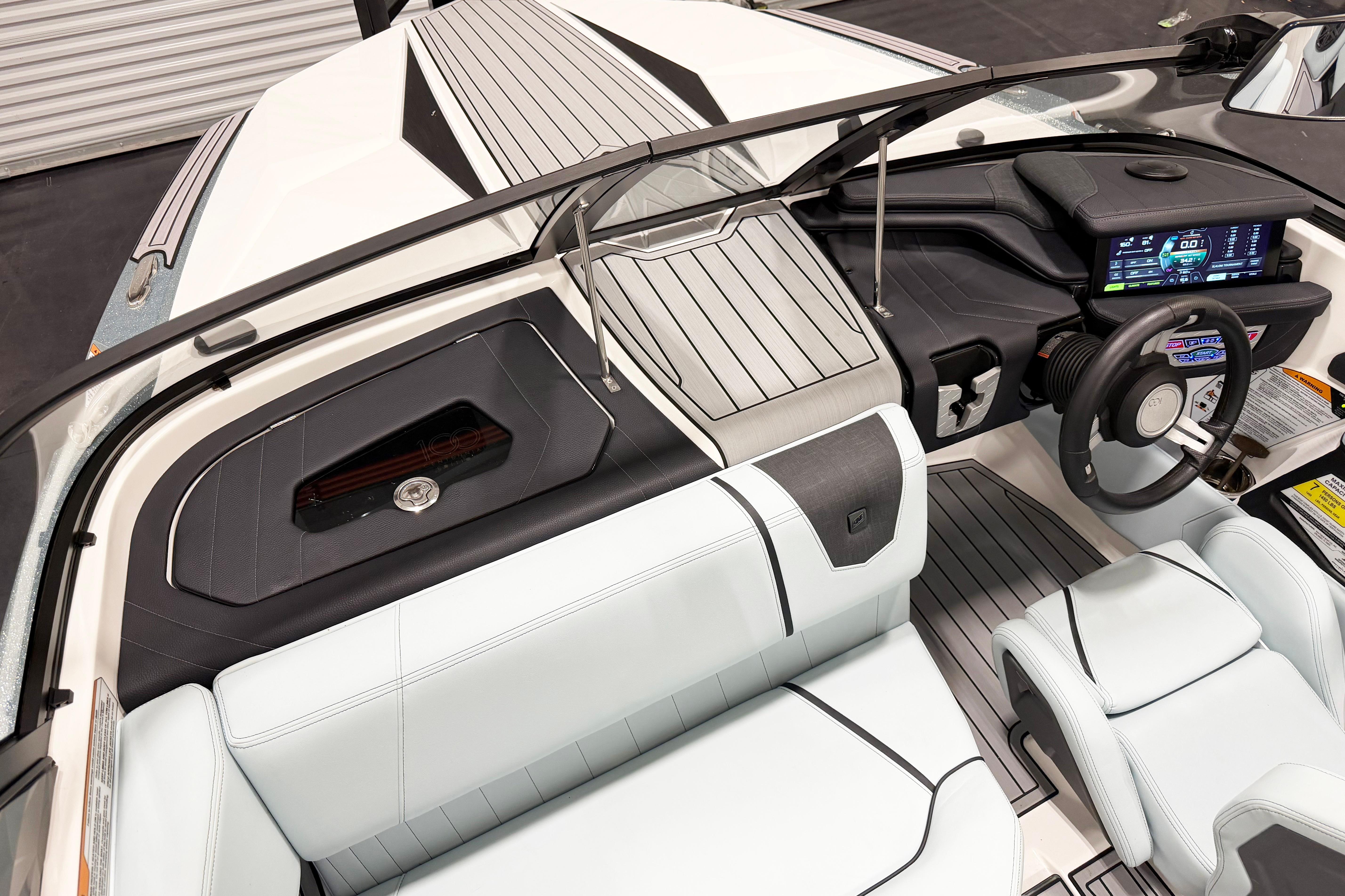 2025 Nautique Ski Nautique interior with modern dashboard, sleek seating, and advanced controls.