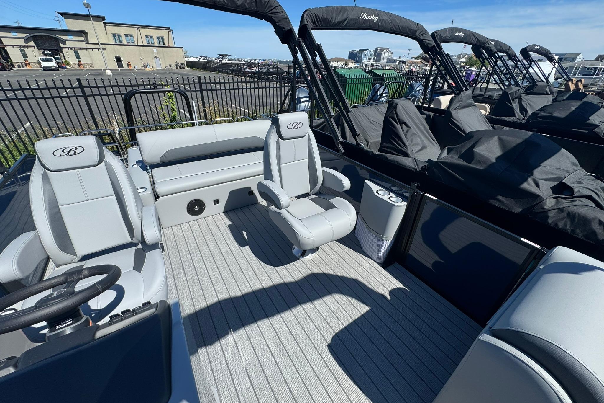 2026 Bentley Pontoons Legacy 243 Swingback interior with luxurious seating and modern design.