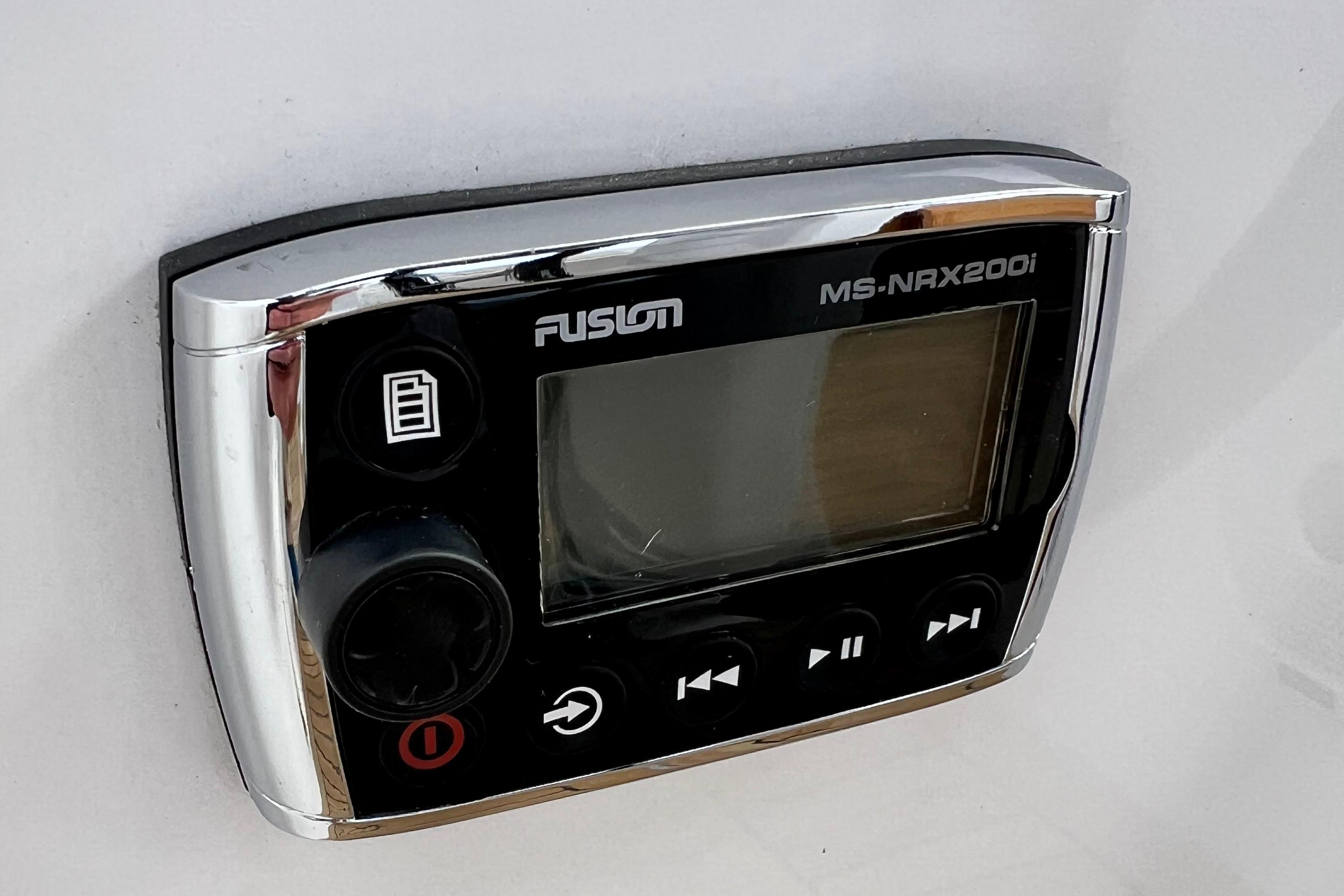 Fusion MS-NRX200i marine stereo control on 2016 Hanse 455 yacht.