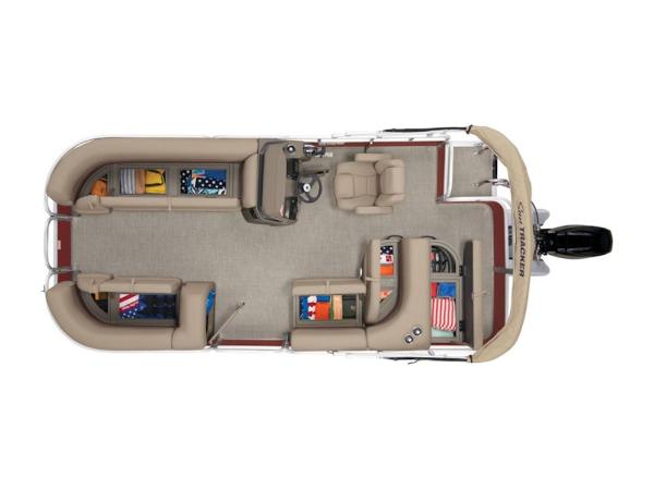 2024 Sun Tracker PARTY BARGE® 18 DLX pontoon boat, top view, spacious seating layout.