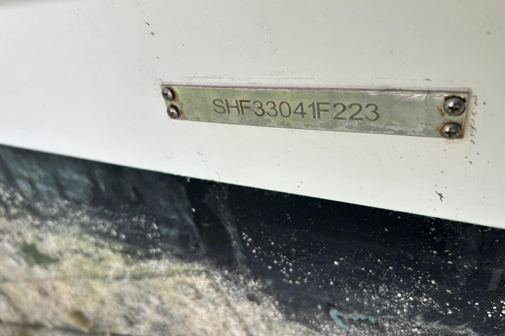 2023 Schaefer V33 boat hull identification number plate, SHF33041F223.