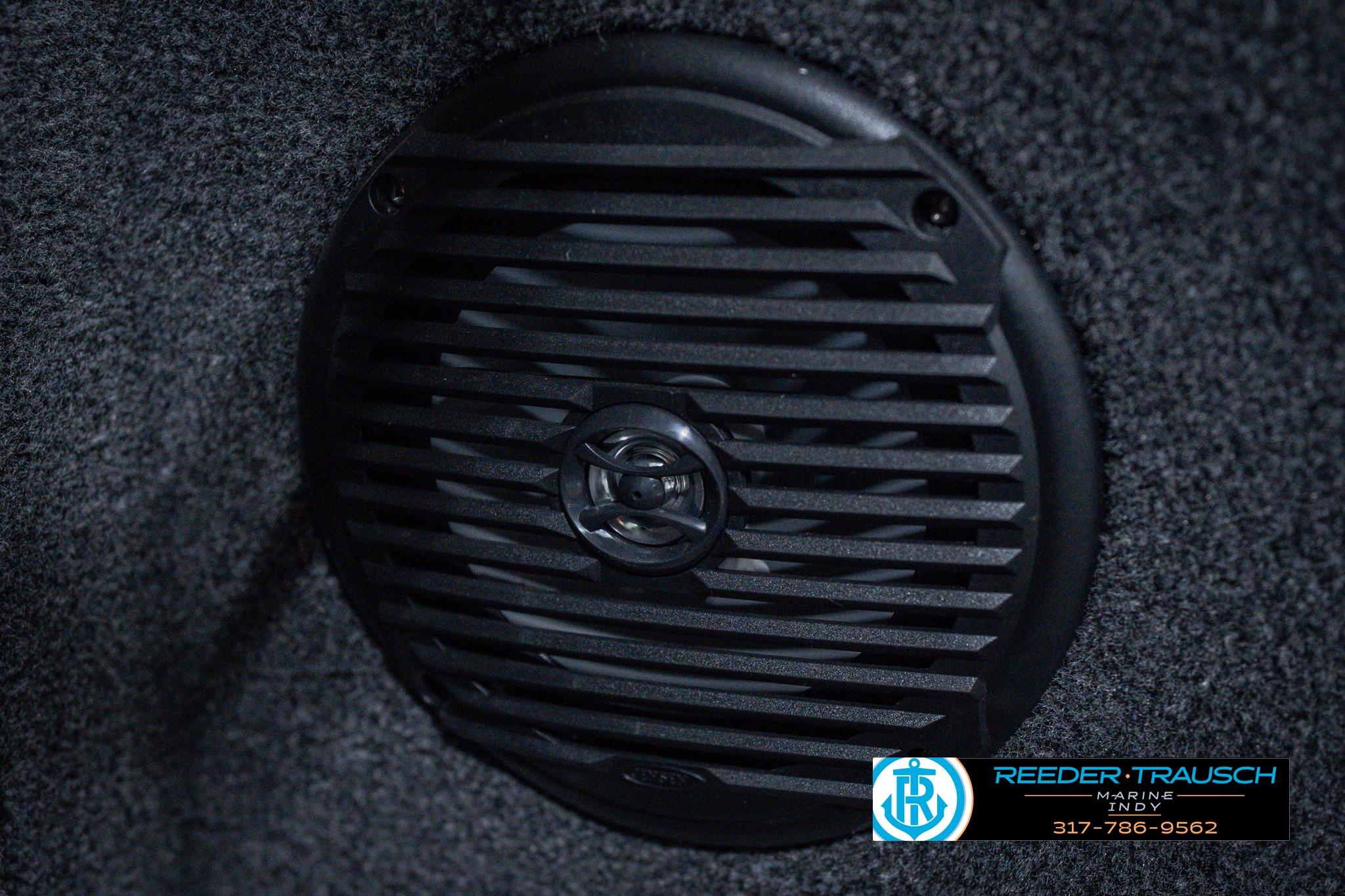 Close-up of a speaker in a 2026 Lund 1775 Impact XS boat interior.
