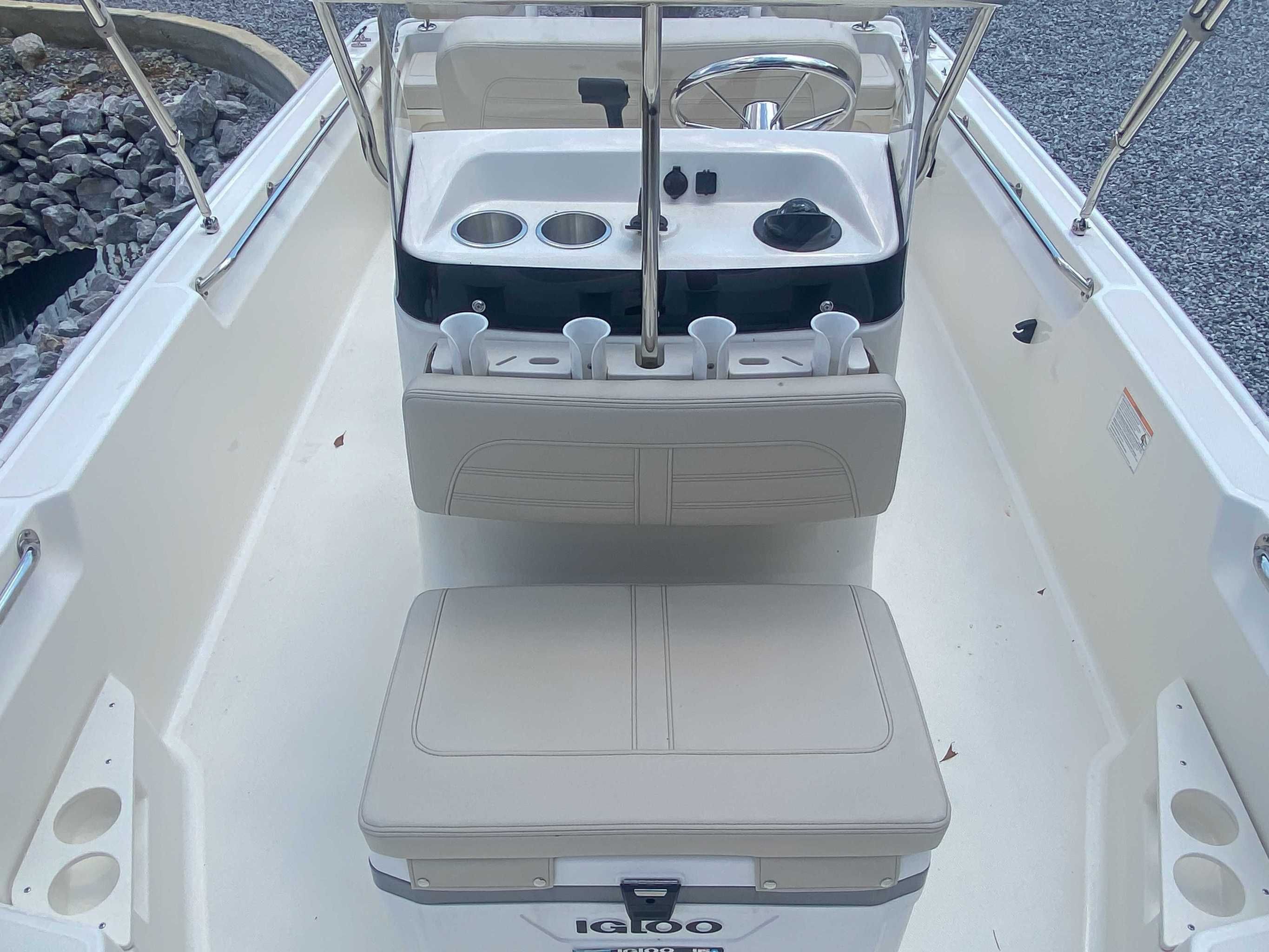 2025 Boston Whaler 170 Montauk boat interior view.