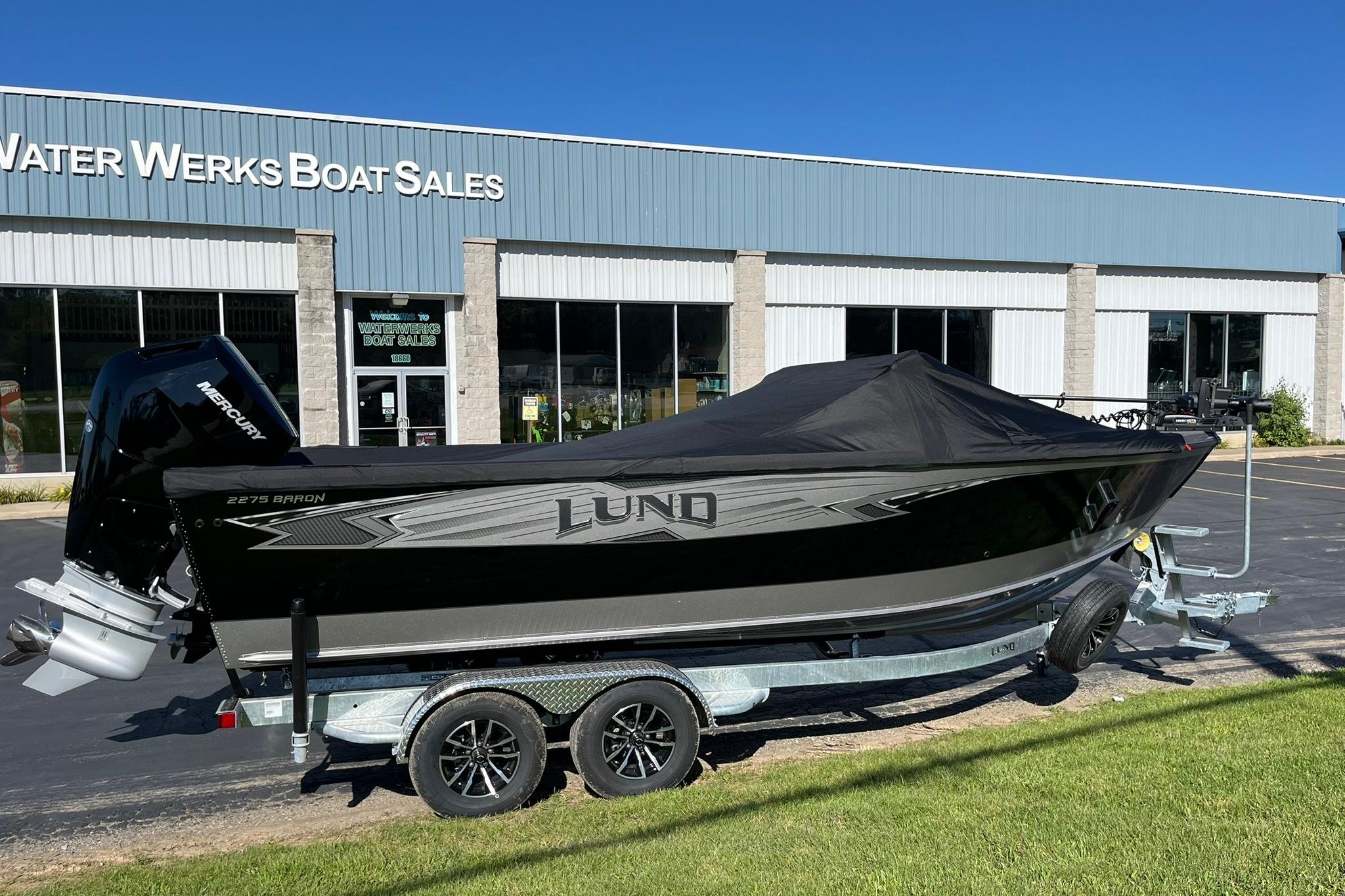 2026 Lund 2275 Baron boat on trailer at Water Werks Boat Sales.