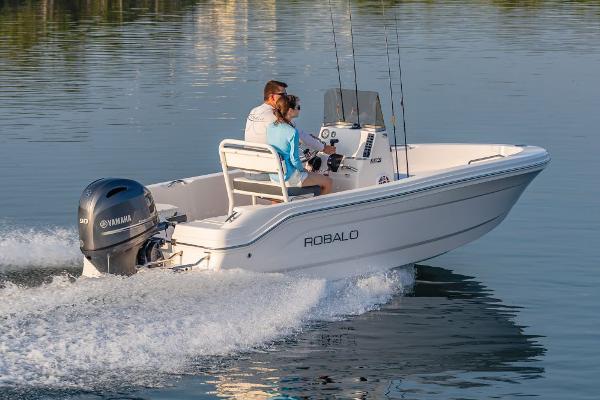 Manufacturer Provided Image: 2026 Robalo R160 Center Console boat cruising on calm water.