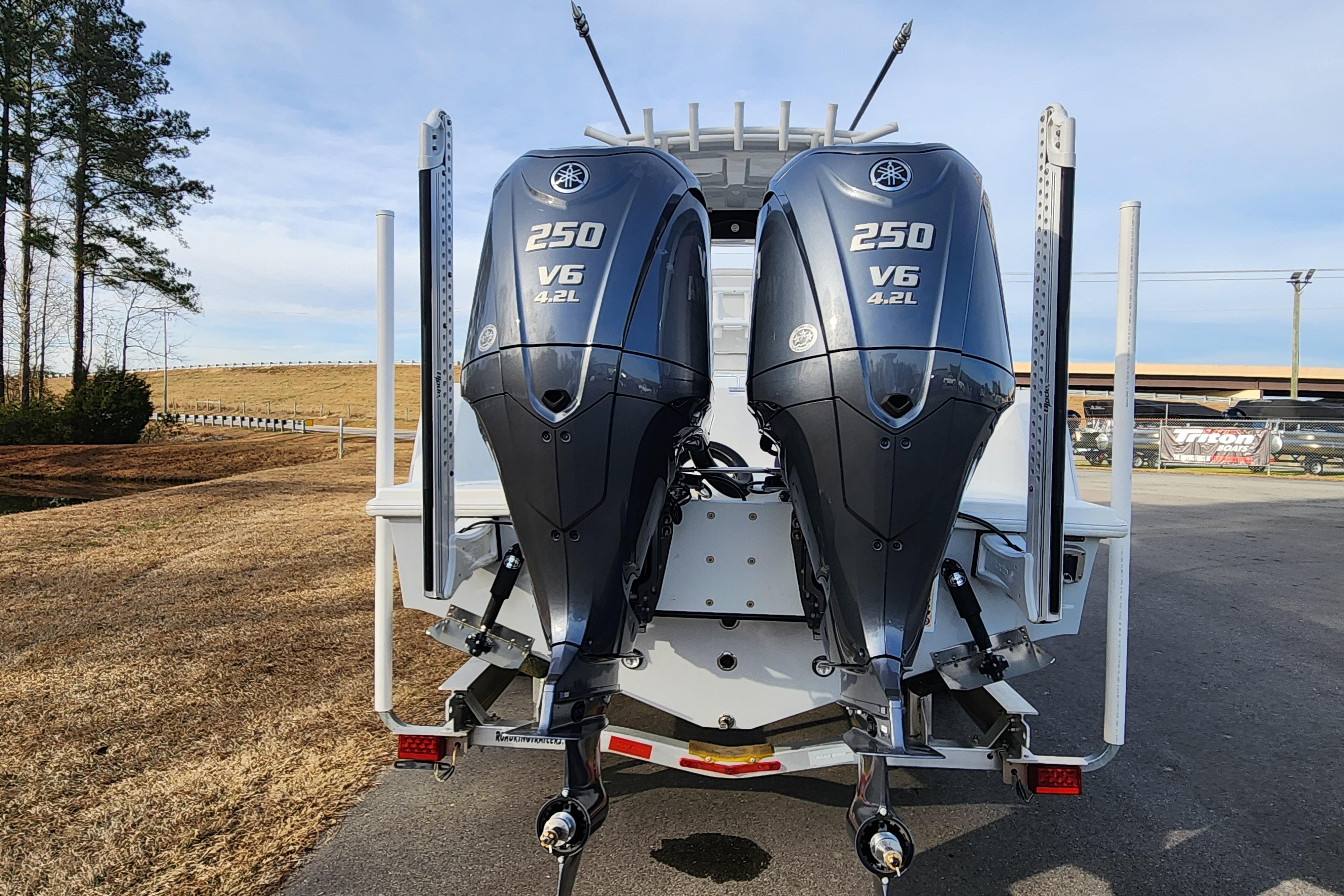2024 Pair Customs 27 CC boat with dual Yamaha 250 V6 outboard engines.