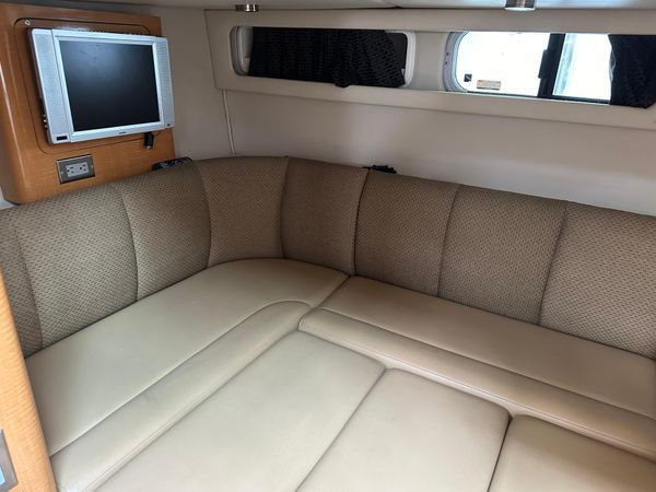 2006 Chaparral Signature 310 yacht interior with sofa and TV.