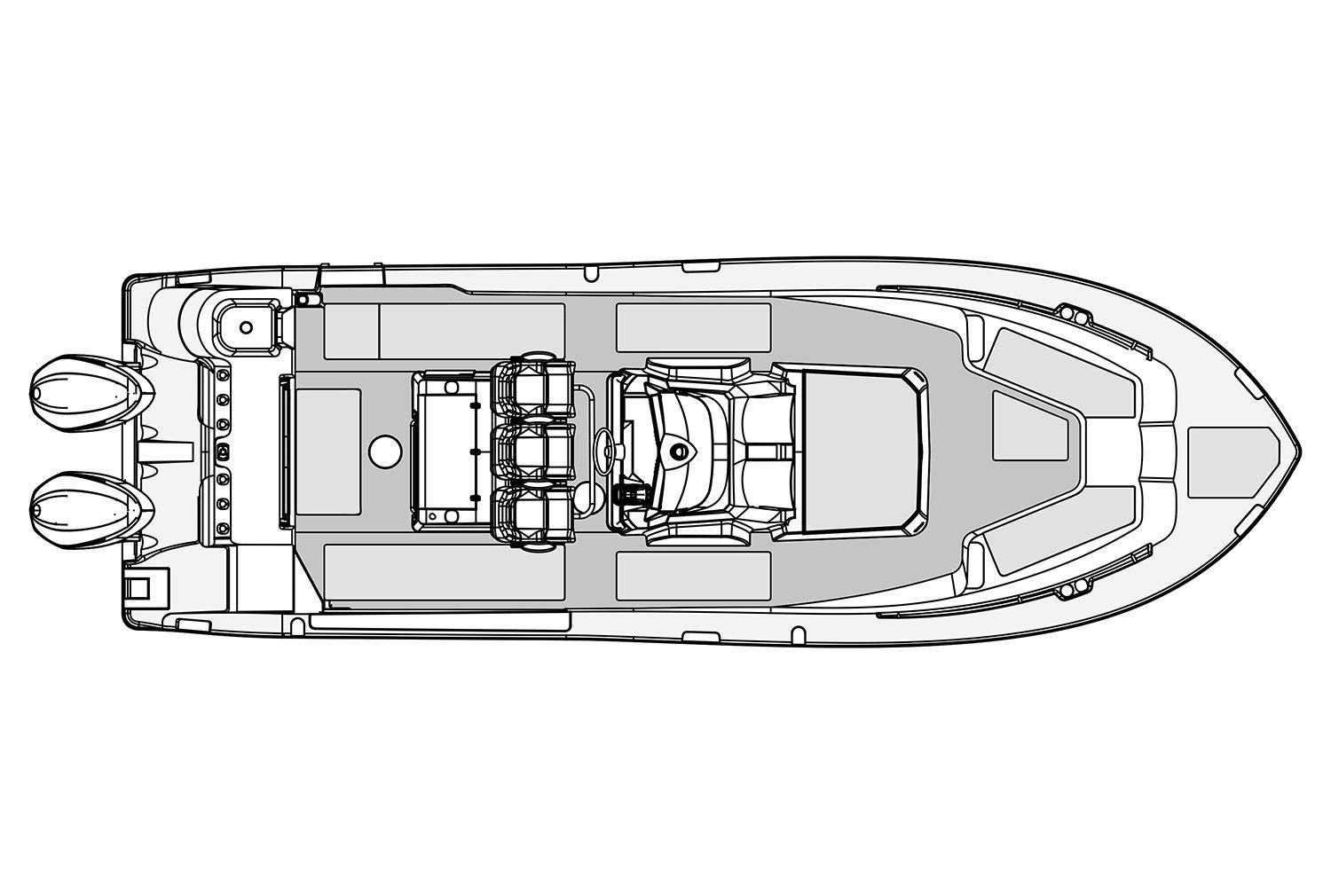 Top view schematic of a 2017 Sea Fox 328 Commander boat.