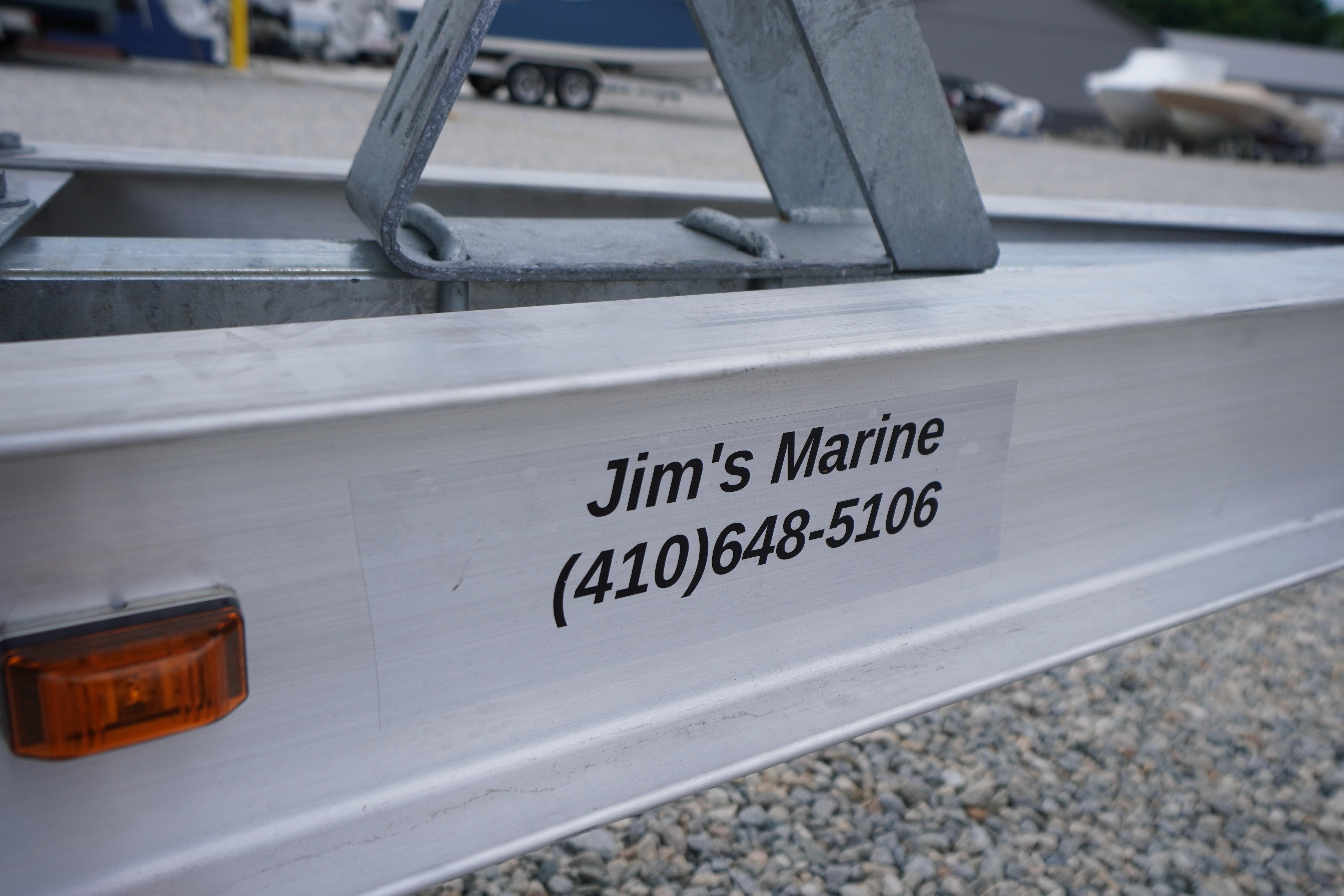 Trailer with Jim's Marine contact, for 2026 Tidewater 232 SS boat.