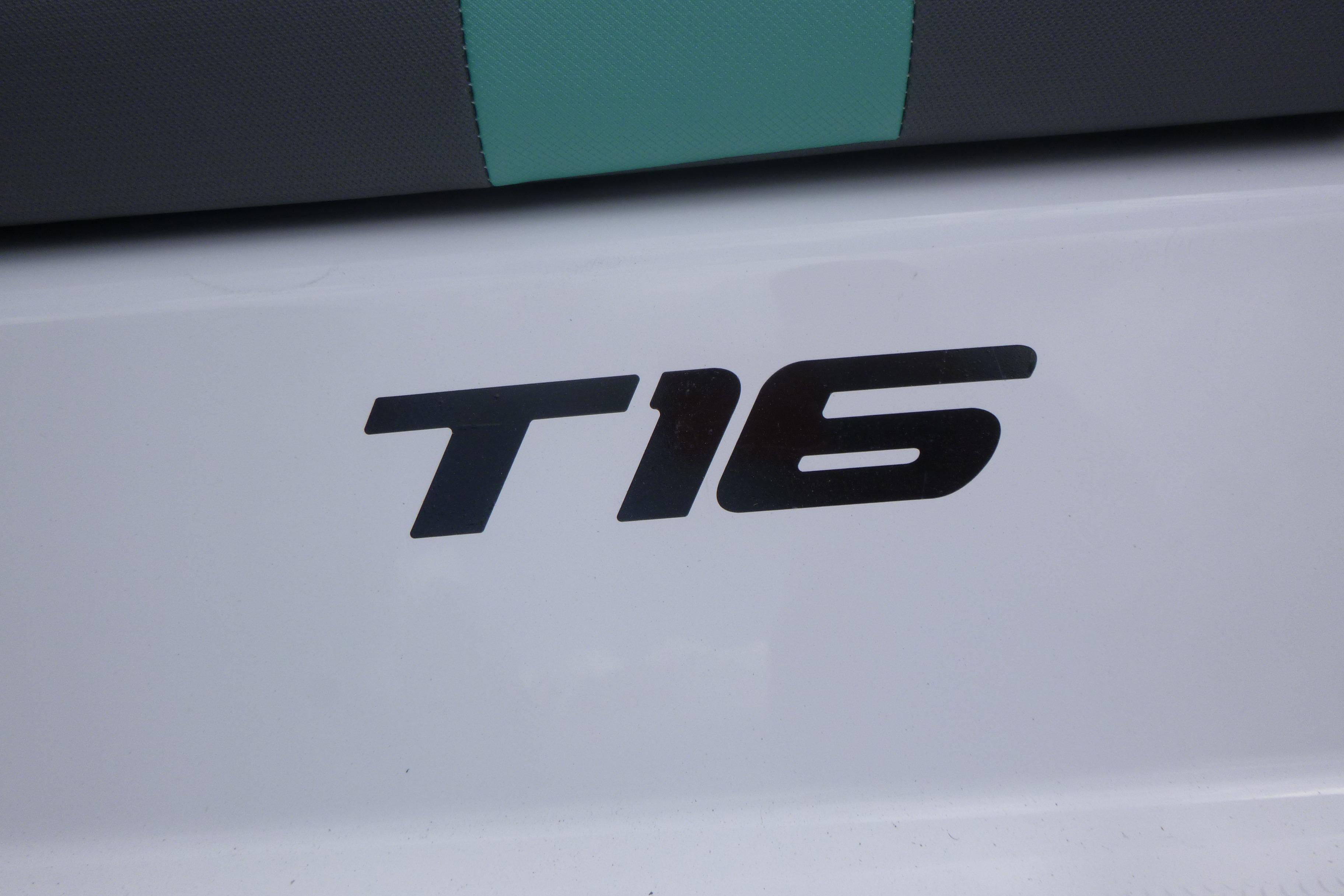 2026 Tahoe T16 logo on white surface, featuring bold black lettering.