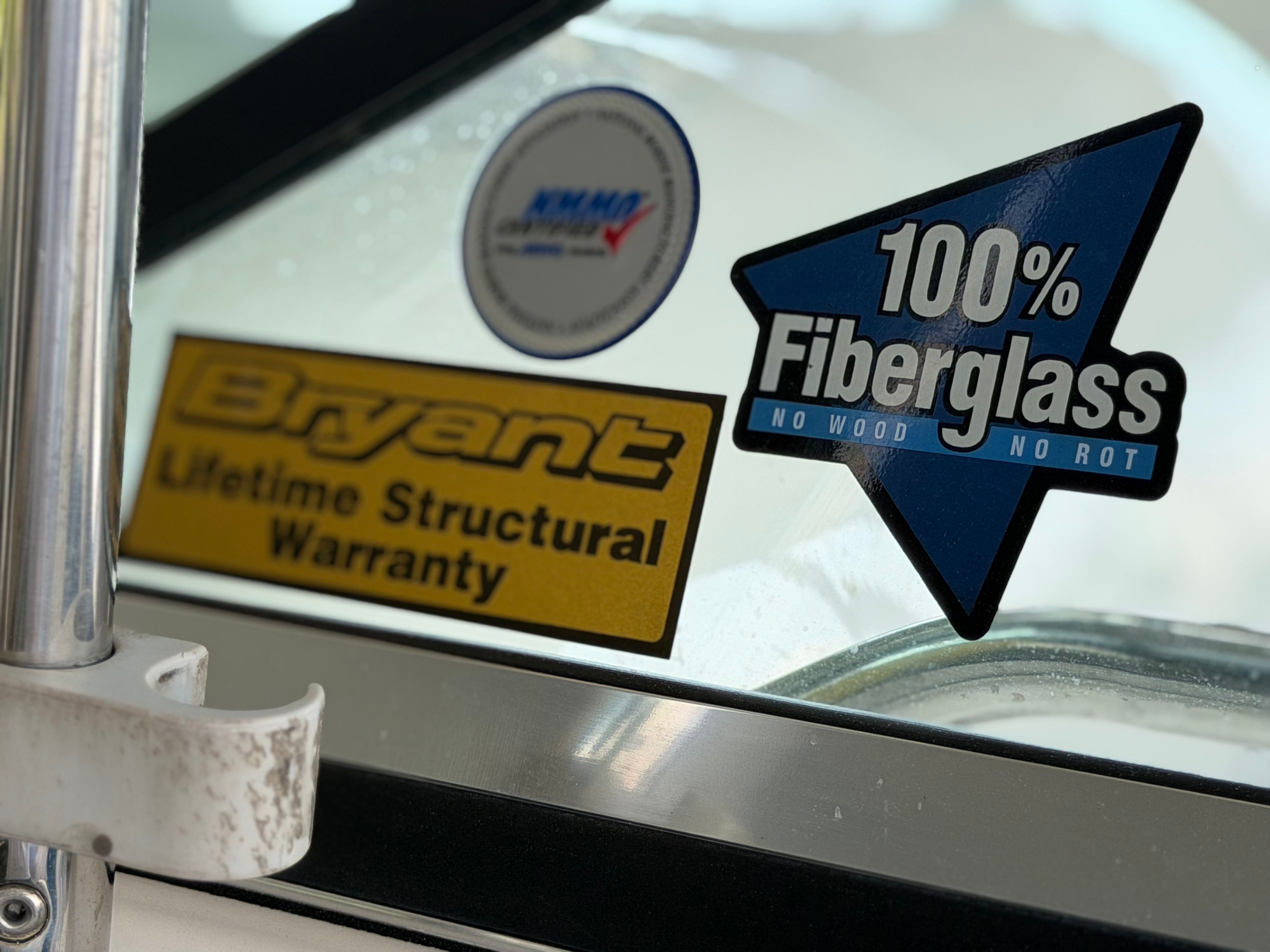 Bryant 255 boat stickers, 100% fiberglass, lifetime warranty, year 2010.