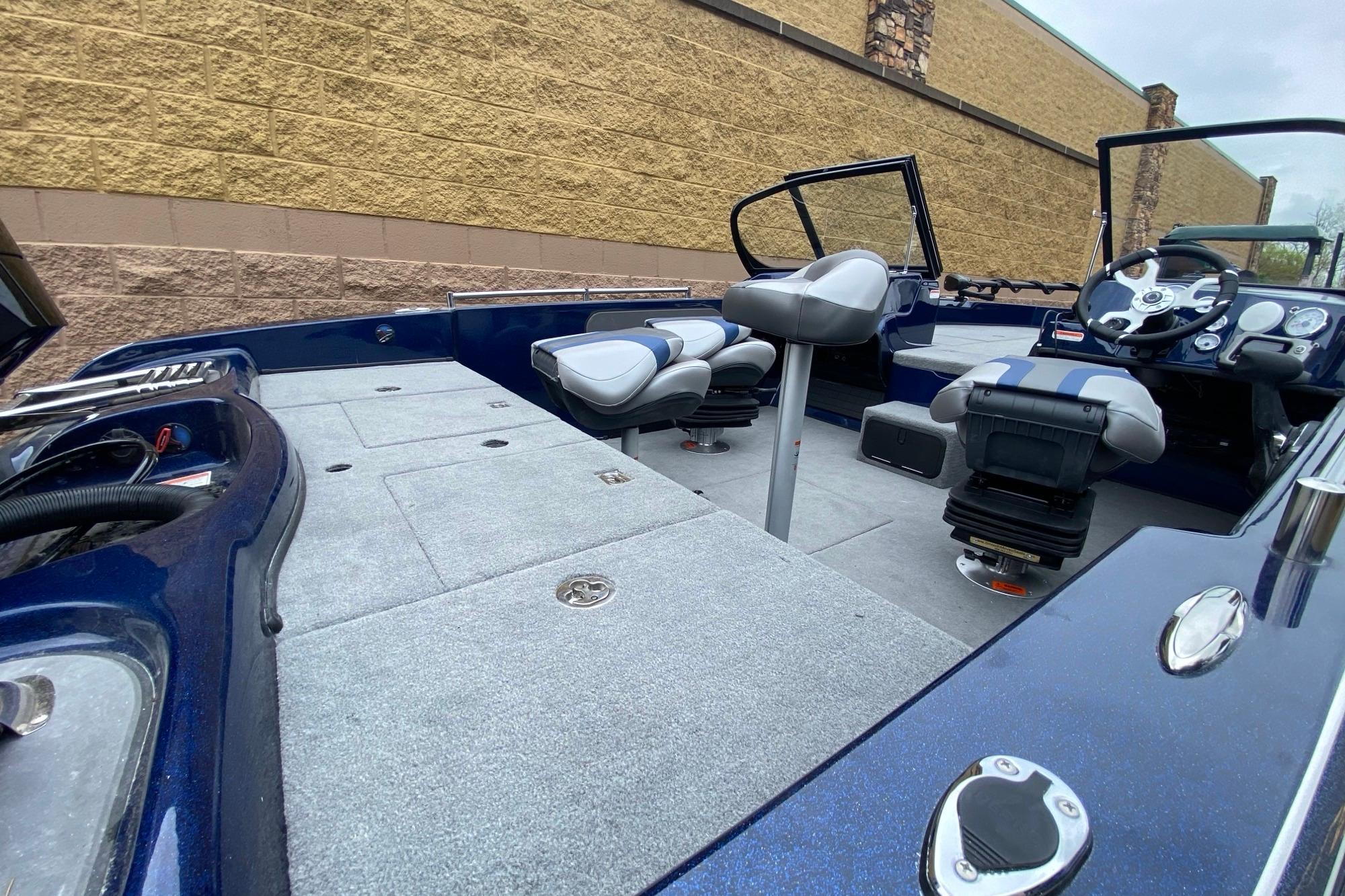 2026 Nitro ZV19 Pro boat interior with modern seating and sleek dashboard design.