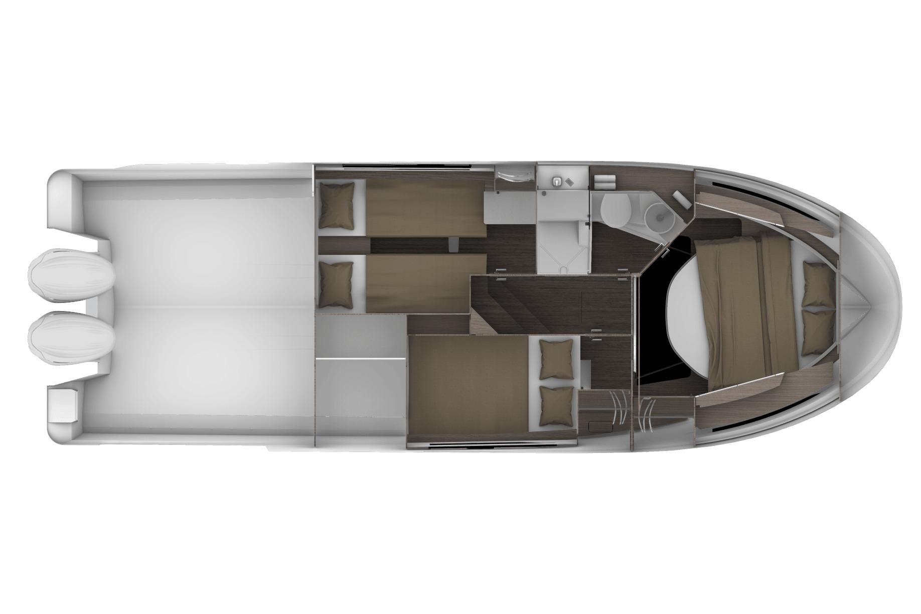 Manufacturer Provided Image: Top view layout of 2026 Jeanneau NC 1095 Coupe Series 2 boat interior.