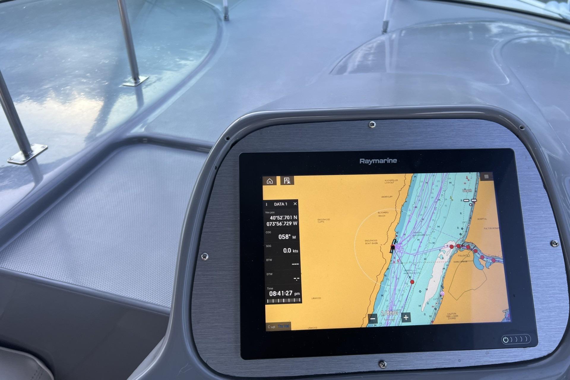 Raymarine navigation display on 2005 Cruisers Yachts 370 Express boat deck.