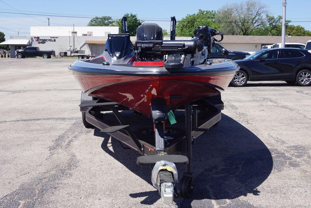 2026 Skeeter ZXE21 boat on trailer in parking lot, front view.