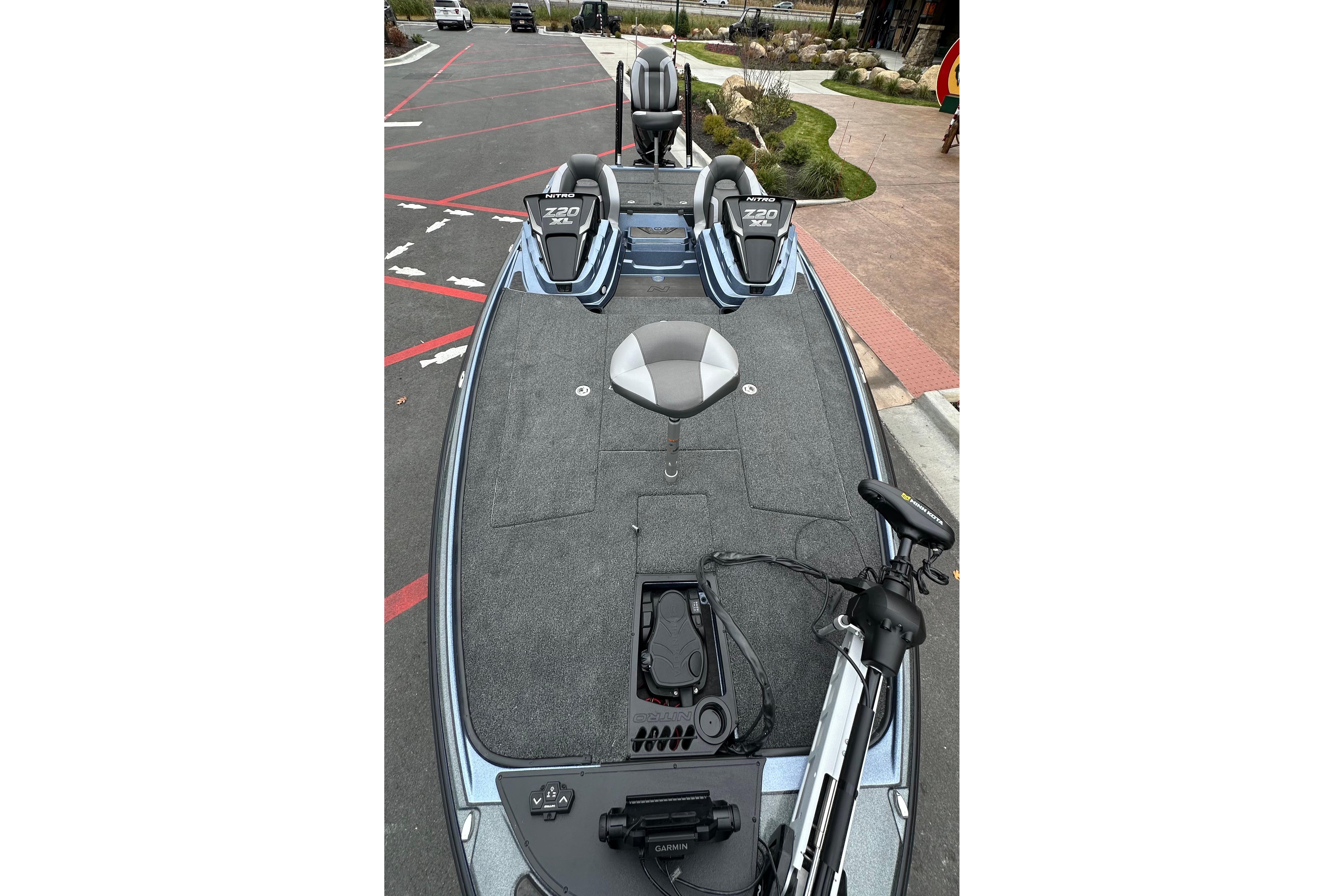 2026 Nitro Z20 XL Pro fishing boat with advanced seating and equipment.