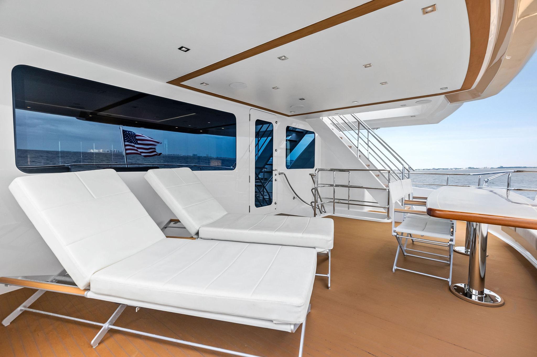 Bridge aft deck, stairs to flybridge