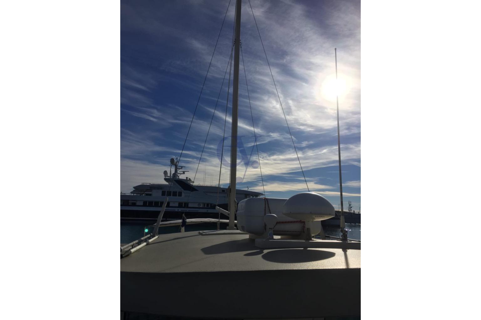Sibma Navale Italiana Armstrong 12 yacht, 2012, under a bright sky with sun.