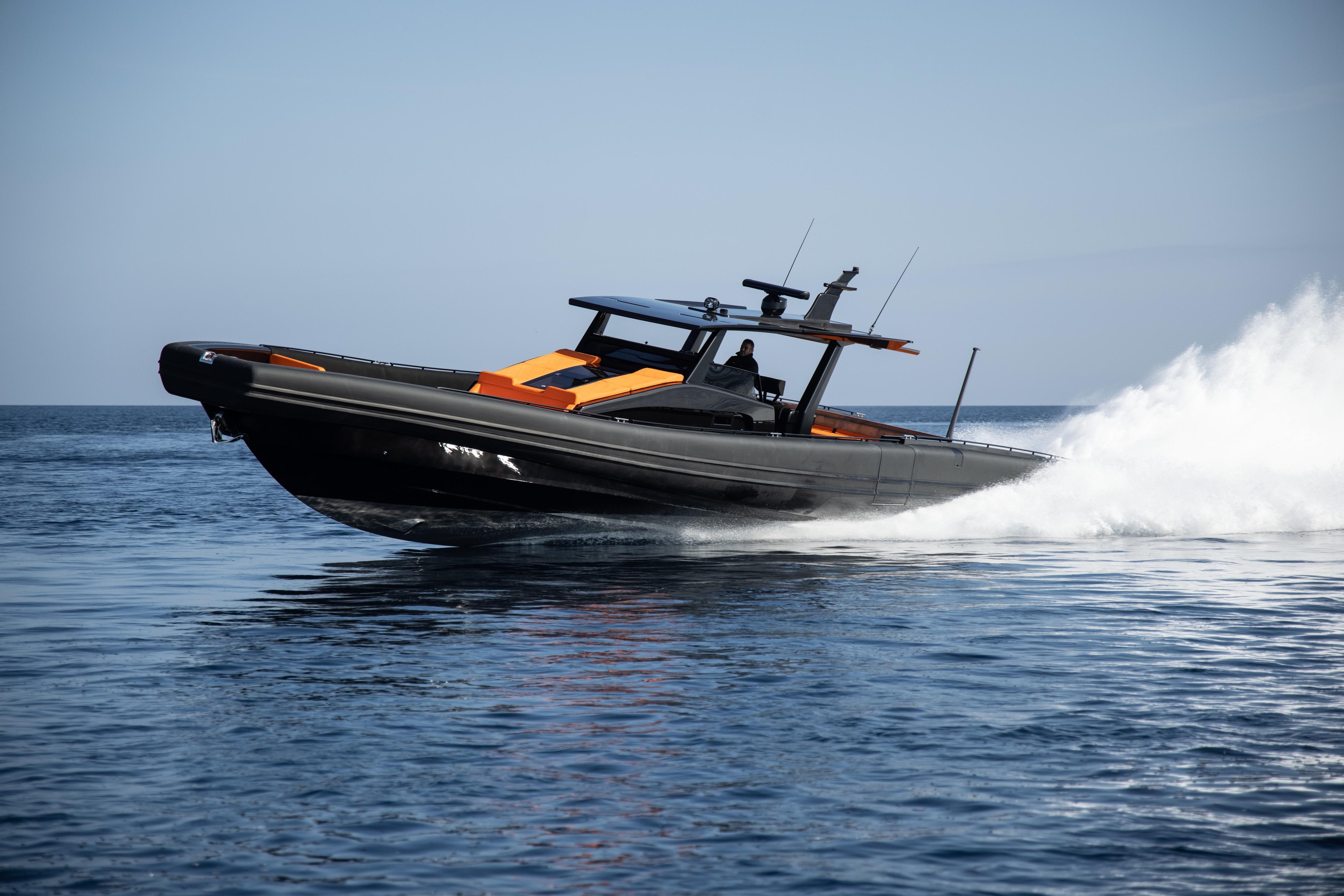 2022 Novamarine Black Shiver 180 ASD speeding on open water.