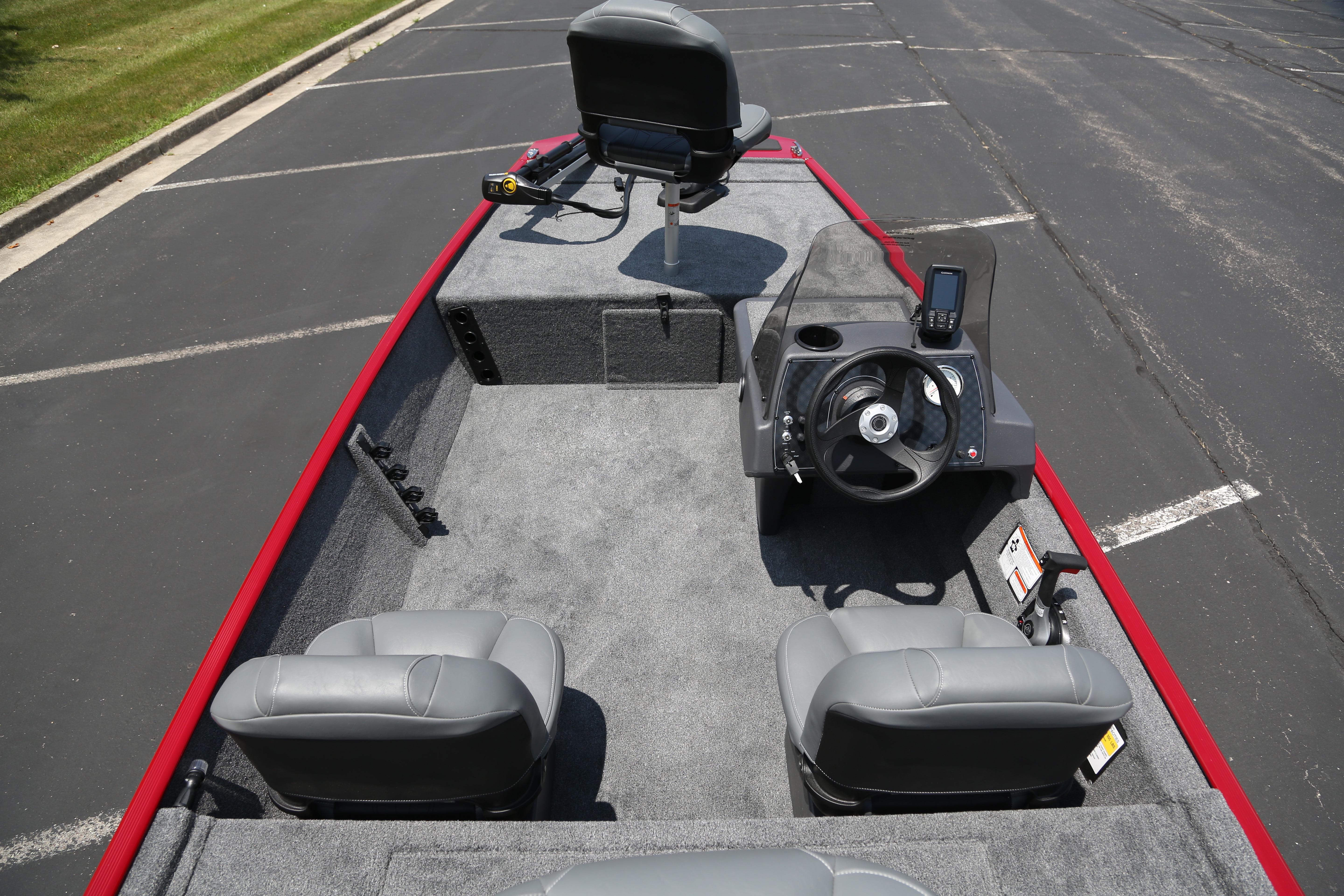 2026 Tracker Bass Tracker Classic XL boat interior with steering console and seating.