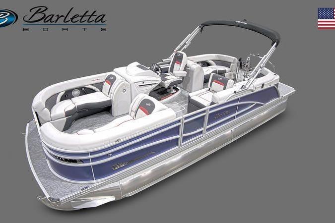 2023 Barletta Corsa 23Q pontoon boat with sleek design and luxurious seating.