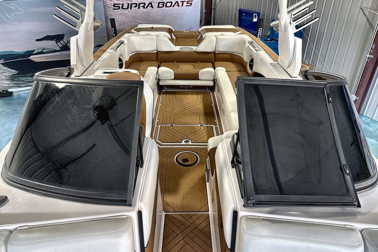 2020 Supra SE boat interior with luxurious seating and sleek design.