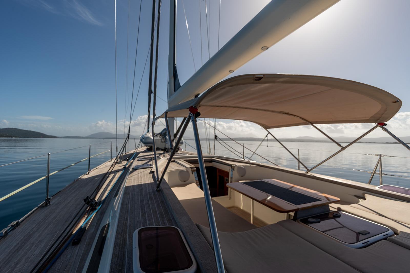 Sailing yacht Baltic 60 Custom, 1998 model, on calm waters under clear skies.