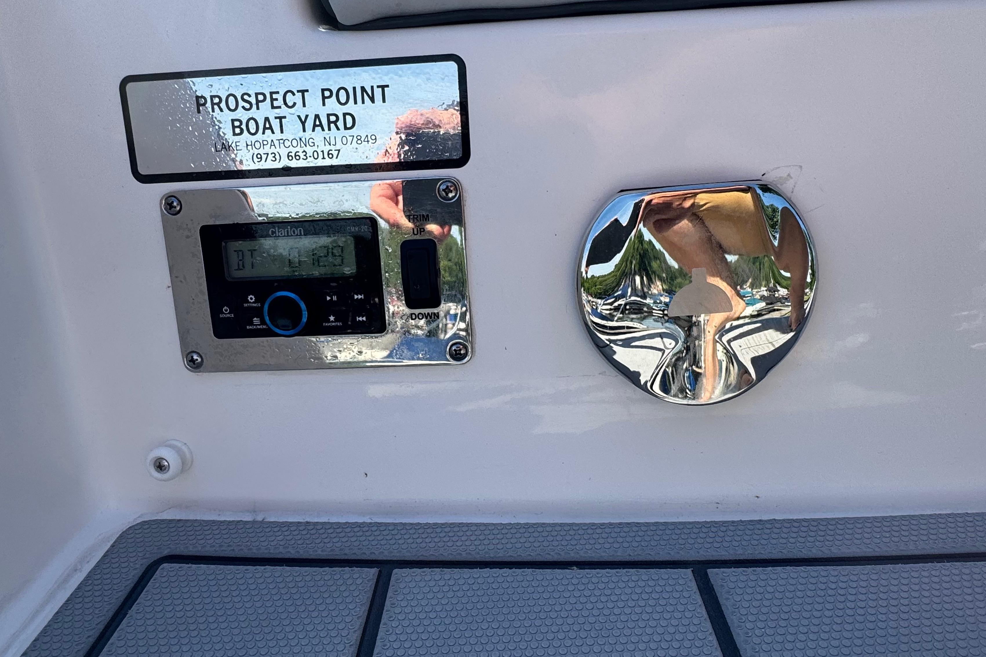 Control panel on a 2026 Chaparral SSX 4 boat at Prospect Point Boat Yard.