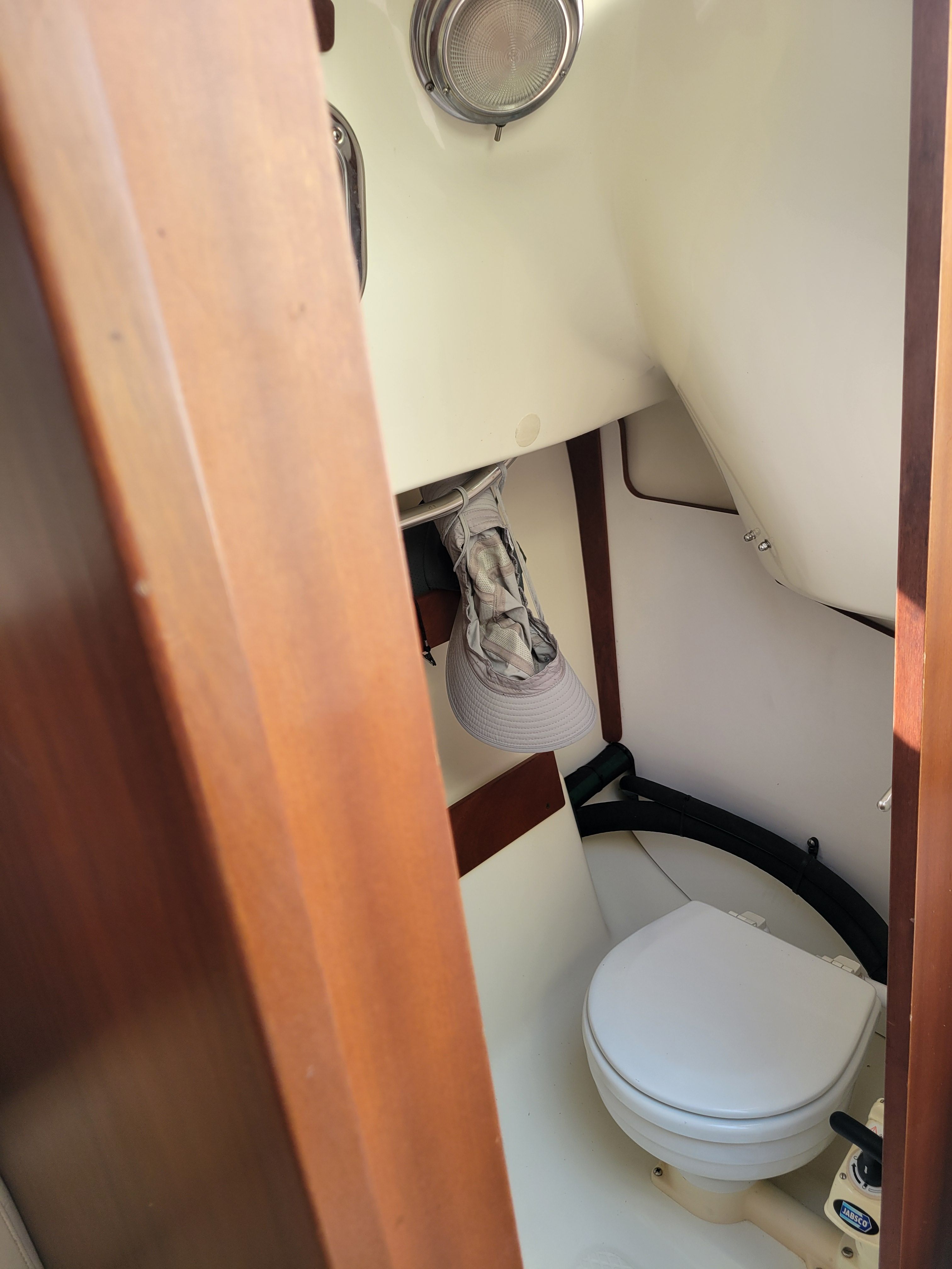 Interior of a 2018 Hake Seaward 26 RK yacht toilet.
