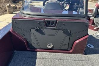 2026 Nitro ZV20 Pro boat interior with windshield and storage compartment.