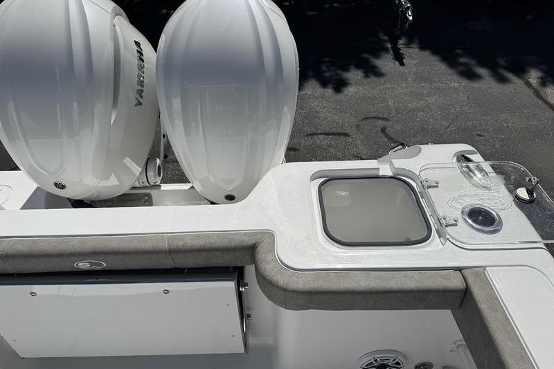 2026 Sea Hunt Gamefish 30 boat with dual engines and forward seating.