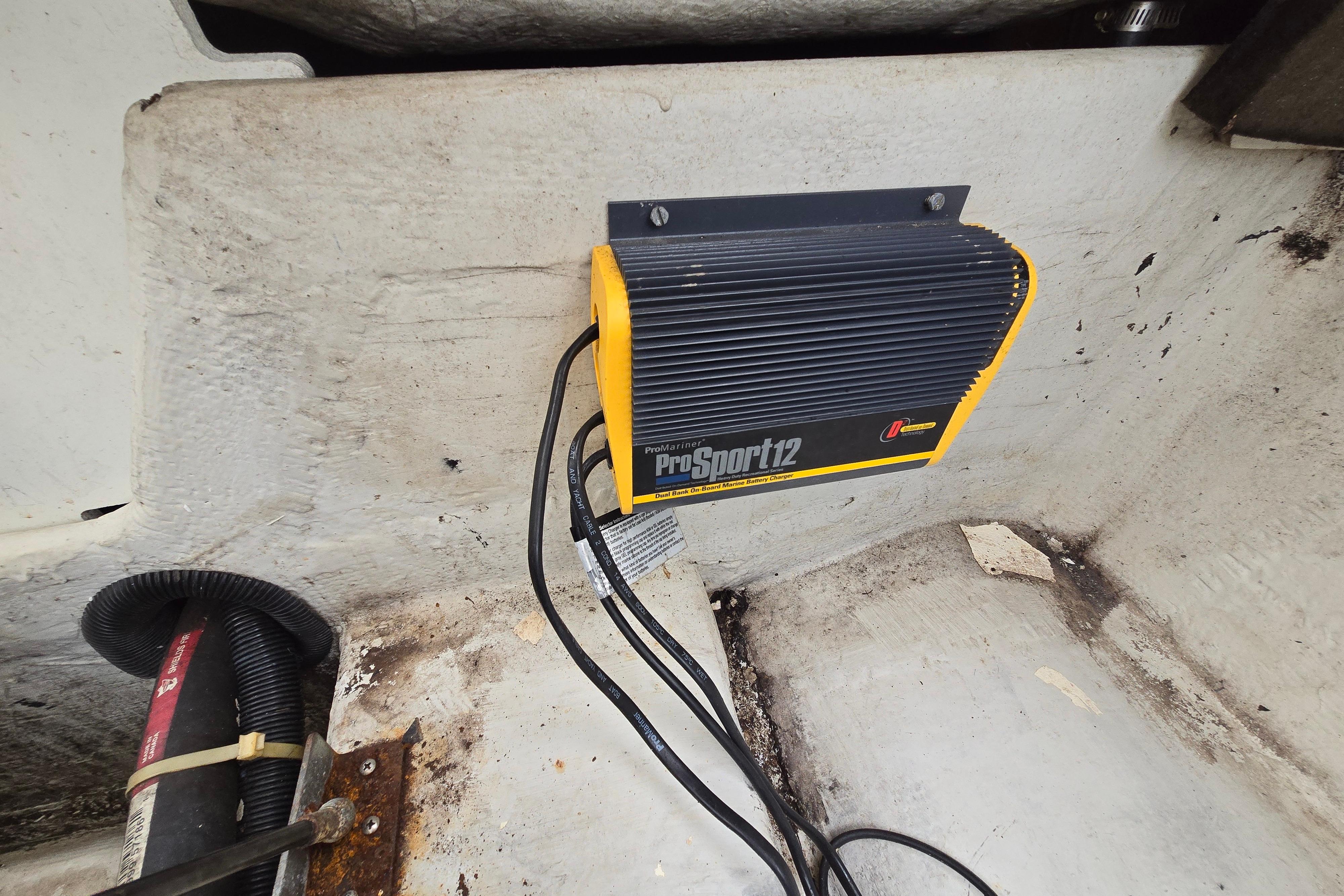 ProSport12 marine battery charger installed in a 2000 Cobalt 246 boat.