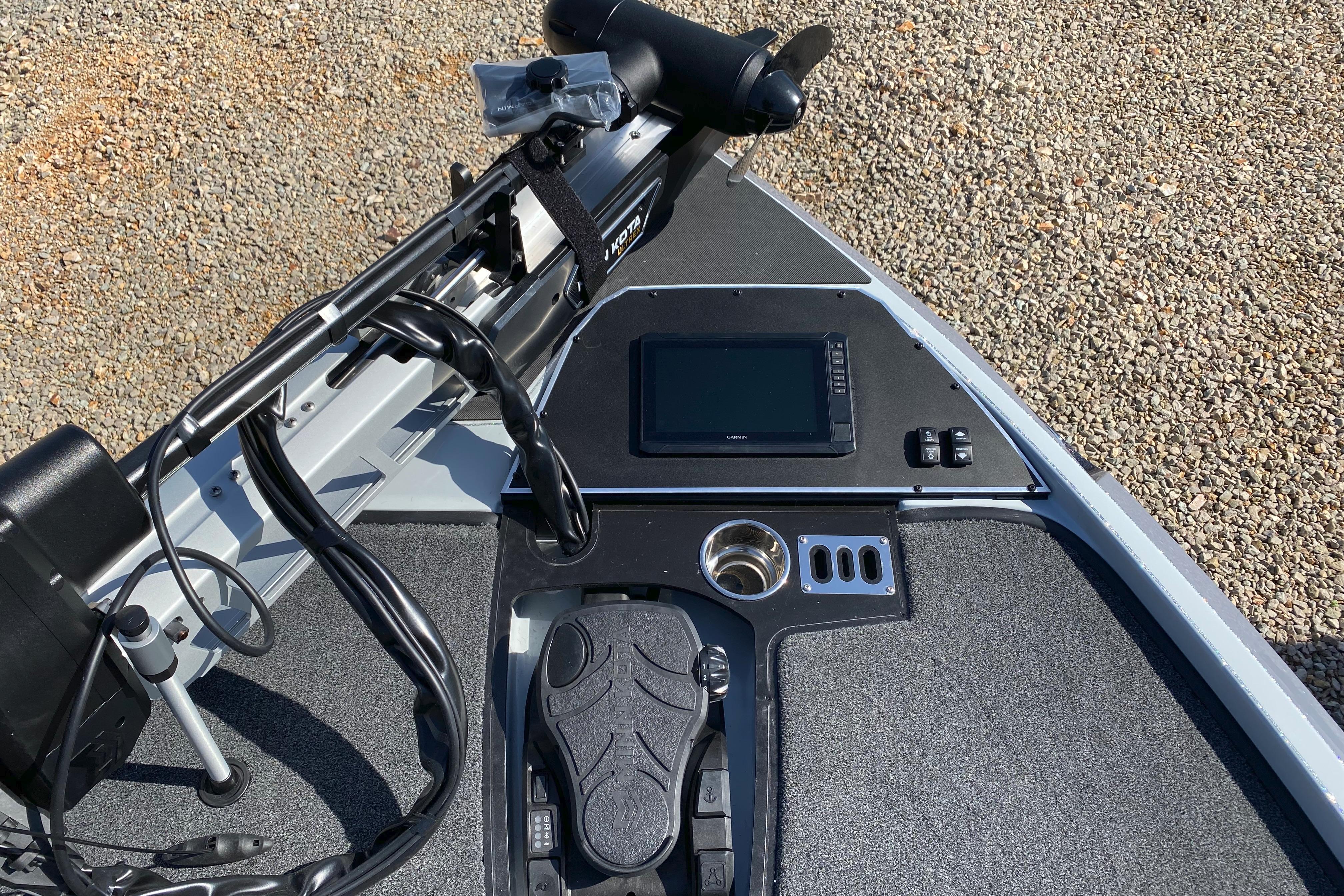 2026 Ranger Z519R boat dashboard with electronic controls and foot pedal.