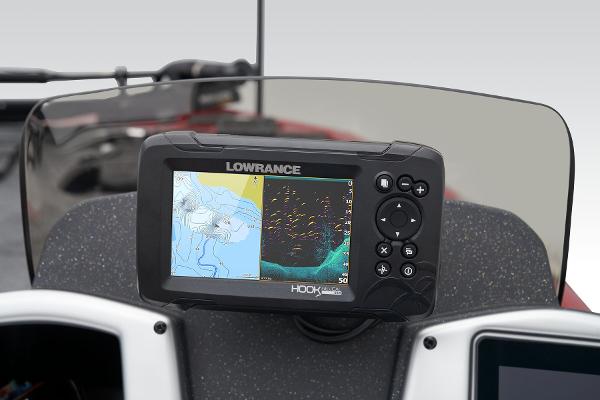 Manufacturer Provided Image: Lowrance fish finder on 2025 Tracker Pro Team 195 Tournament Edition boat dashboard.
