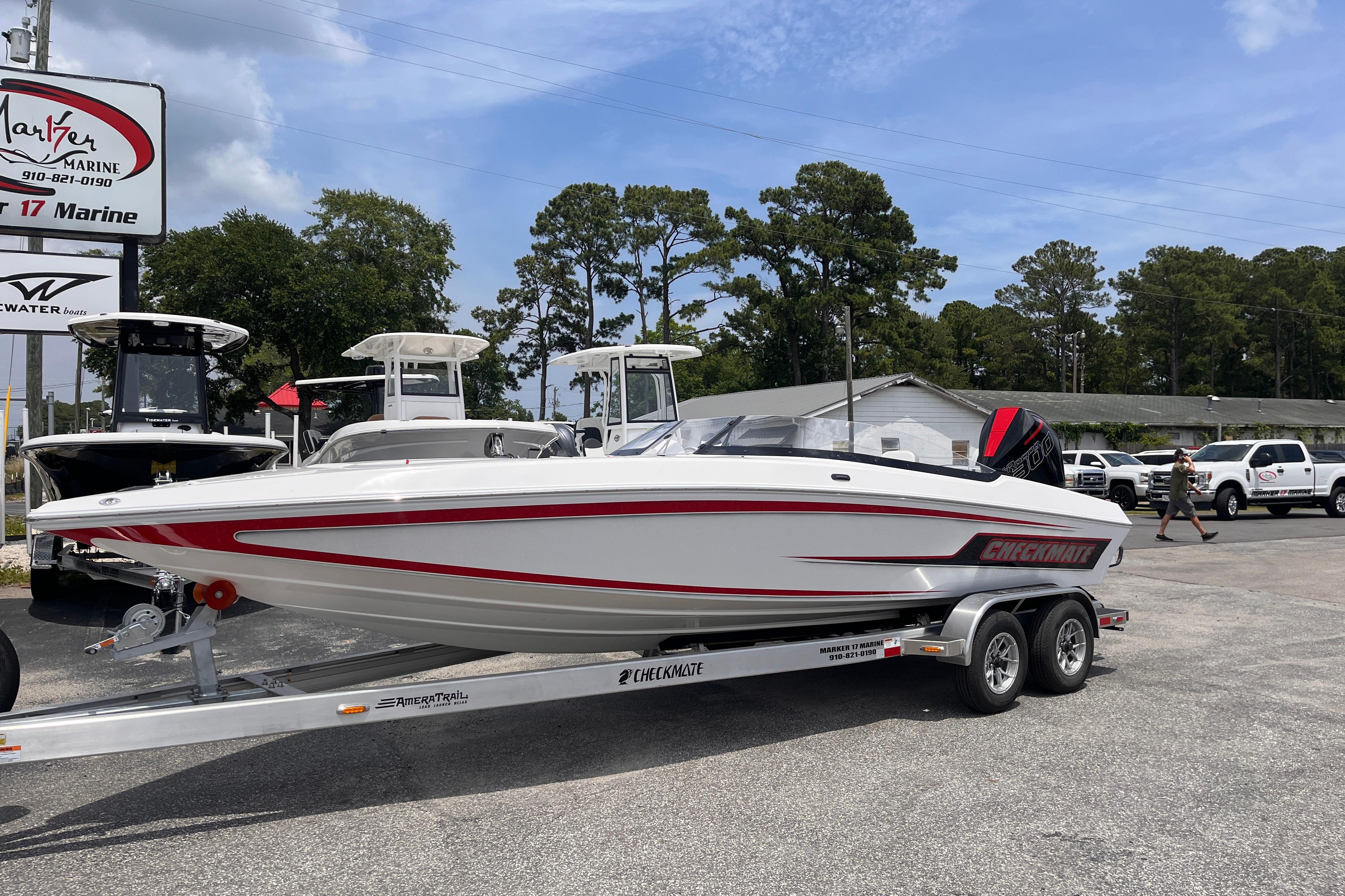 Checkmate Pulsare 2400 BRX 2025 on trailer at Mariner Marine.