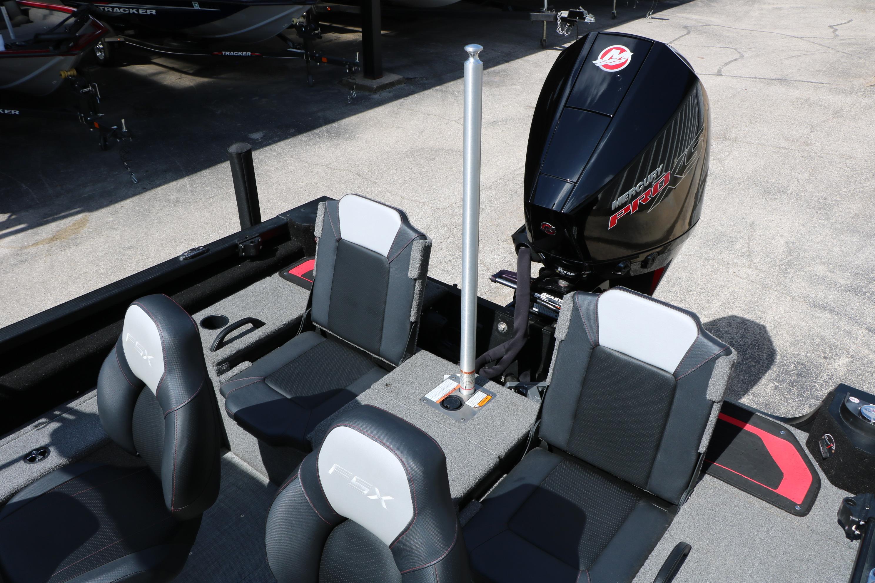 2023 Alumacraft Competitor FSX 185 boat interior with Mercury Pro engine and seating.
