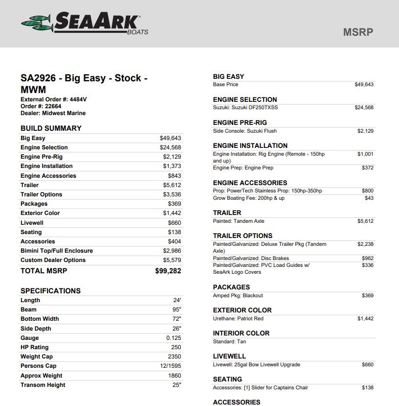 2026 SeaArk Big Easy - 2