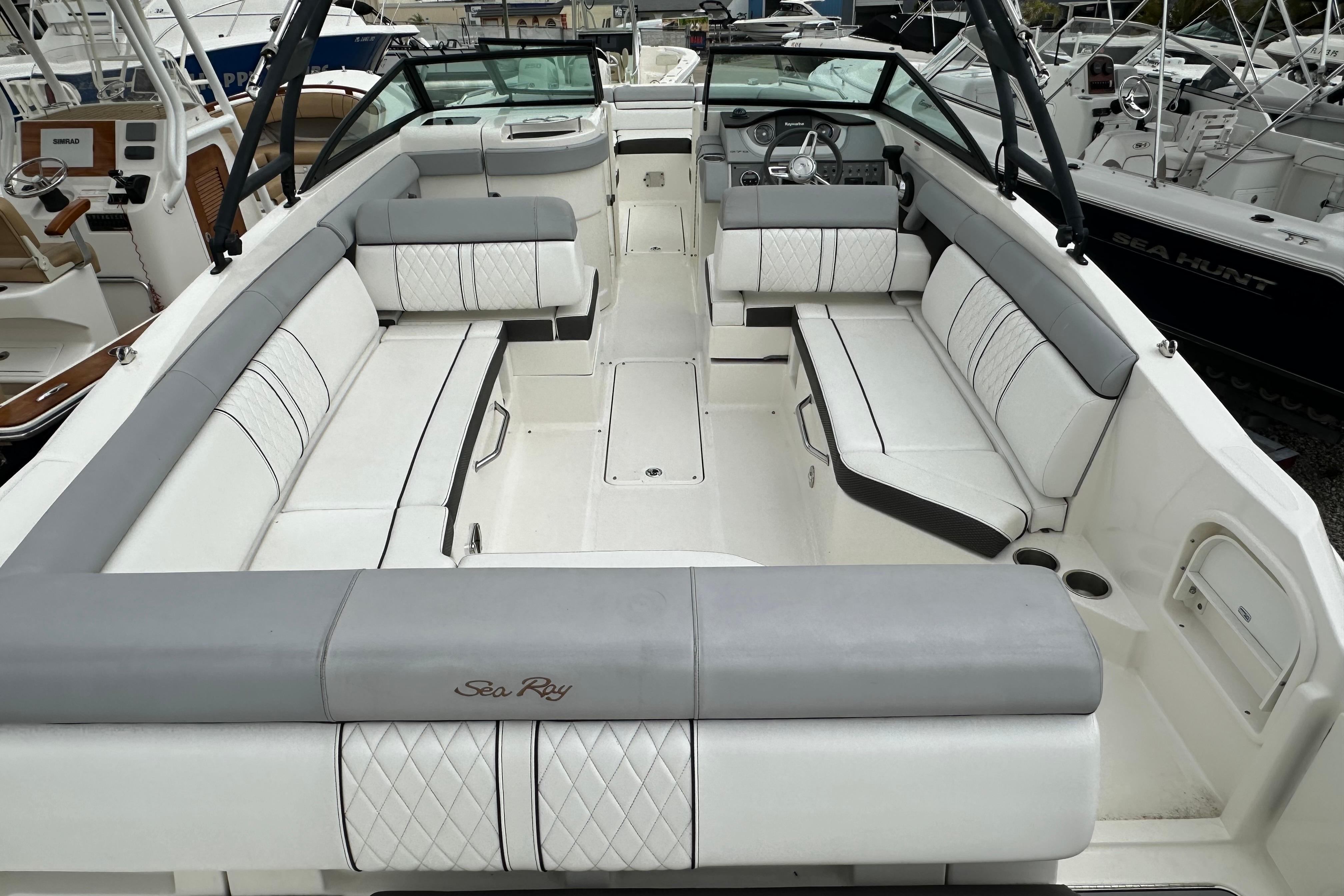 2016 Sea Ray 270 Sundeck boat interior with spacious seating and modern design.